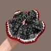 Scrunchie floral multicamadas estilo coreano, elástico de cabelo de alta qualidade, corda para coque estilo preguiçoso, acessório de cabelo elástico