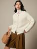 Cárdigan Suéter de Alpaca Rosa con Cuello Redondo y Forro de Felpa Larga 2026 Nuevo Chaqueta de Punto Holgada para Mujer Top de Otoño e Invierno para Mujer