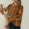 Camisa holgada de estilo japonés para mujer, adelgazante, top 2026 principios de otoño, cuello polo, manga larga, diseño de alta gama, cárdigan camisa para mujer