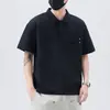 Ropa de Hombre Shanggu 2026 Verano para Hombre Holgada de Manga Corta de Negocios Fresca Camisa Polo Transpirable de Cuello Campana Camiseta de Manga Corta para Hombre