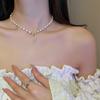 Collar con borlas de perlas y mariposas de amor de temperamento coreano, cadena de clavícula de alto sentido de moda de nicho, collar de Joker al por mayor