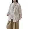 Camisa retro de rayas de manga larga para hombre estilo japonés de primavera y otoño, corte holgado casual, versátil, camisa casual y moderna tanto para hombres como para mujeres