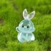 Ornamentos de resina de coelho luminoso micro paisagismo jardinagem desktop carro desenho animado bonito coelho luminoso decoração acessórios