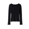 Suéter de Punto sin Costuras con Textura de Espiga 100% Lana Merino Lavable a Máquina para Mujer, Prenda Base de Manga Larga para Otoño e Invierno