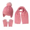 Conjunto de Chapéu, Cachecol e Luvas Europeu e Americano para Crianças, Novo Estilo Outono e Inverno, Chapéu de Bebê com Pom Pom Único