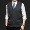 Cardigan de Tricô Masculino Aberto nas Costas Roupas Casuais Largas para Idosos Cardigan Sem Mangas Suéter Masculino Outono