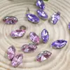 Garra de Broca Marquise com Fundo Prata 6*12mm, Broca de Garra D Acrílica Costurada à Mão, Acessórios para Roupas, Sapatos e Bolsas Feitos à Mão para DIY, Decorações