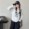 Conjunto Informal de Primavera y Otoño para Niñas, Elegante Estampado de Dibujos Animados, Mangas Largas, Pantalones de Pierna Ancha, Conjunto de Dos Piezas para Niños Mayores