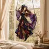 Colgante de ventana de vidrio emplomado acrílico 2D de bruja vintage transfronterizo decoración de Halloween para casa, balcón, jardín, colgante, regalo