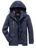 Abrigo acolchado de algodón grueso con forro polar, abrigo informal holgado de invierno para hombre, chaqueta acolchada de algodón con múltiples bolsillos para personas de mediana edad y mayores, abrigo acolchado de algodón de longitud media resistente al frío