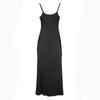 Tira de pozo verano sexy interior delgado tirante vestido transpirable negro bata cruzada temperamento todo partido vestido damas