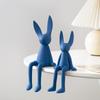 Conejito blanco sentado de flocado azul Klein moderno simple decoración suave para escritorio accesorios de celebridad de internet una pieza envío gratis