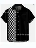 Camisa Corta Nueva de Comercio Exterior Transfronteriza Fábrica de Impresión 3D Venta Directa Wholesale Personalizada Camisa de Botones de Poliéster Cuadros Verano