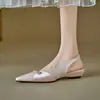 Sandálias Femininas 2026 Nova Verão Estilo Francês Sapatos Femininos Temperamento Versátil Suave Cor Clara Sandálias com Laço Bico Fino