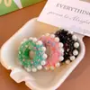 Anillo para el cabello ancho de lana de colores para mujer, estilo pequeño y fragante, cuerda para la cabeza con cuentas, otoño e invierno, elegante, para moño alto, coleta alta, correa para el cabello