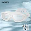 Gafas de Natación de Silicona, Marco Grande Electroplateado de Alta Definición, Antivaho, Impermeables, con Tapones para los Oídos Integrados, Gafas de Natación Unisex