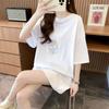 Explosiones de Verano Estilo Chino Vintage Bordado Camiseta de Manga Corta para Mujer Holgada Talla Grande Moda Reductora de Edad Top Único