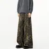 Calças de estampa de leopardo estilo americano para homens, calças casuais retas folgadas de outono, novas calças de perna larga da moda de rua 2026