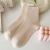 Meias femininas meias de cano médio primavera e verão algodão penteado fino Macaron cor agulha dupla meias cinza branco absorvente de suor respirável