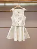 Shenzhen Nanyou Ropa Fina de Verano para Mujer Nuevo Estilo Francés Elegante Chaleco sin Mangas Bordado con Calados para Mujer