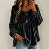 Roupas femininas transfronteiriças europeias e americanas, a nova coleção outono/inverno da Amazon: top de veludo liso, gola redonda, manga longa, corte solto e plissado assimétrico