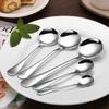 Colher de Aço Inoxidável 304 Tianlin para Uso Doméstico, Colher de Sopa, Colher de Sobremesa com Cabo Longo, Colher Redonda, Colher Pontiaguda, Talheres Ocidentais