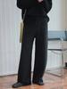 Pantalones casuales de cintura alta con textura simple y holgados de Lou Fu para otoño, pantalones elásticos de pierna ancha para mujer