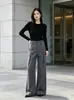 Pantalones de pierna ancha con rayas verticales de doble botonadura estilo Old Money Otoño Nuevo Holgados Corte Limpio Caída Pantalones Casuales de Gama Alta