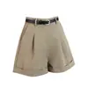 Shorts Casuais de Verão Novo Estilo 2026 para Mulheres, Calças de Cintura Alta Linha A Wide-Leg, Shorts Casuais com Cinto para Roupa de Trabalho e Outerwear