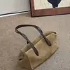 Nova Bolsa Estilosa Retrô de Camurça com Flocagem Estilo Bowling Boston Bag Feminina de Ombro Único Sob o Braço Bolsa Tote para o Dia a Dia