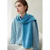 Bufanda de Cachemira para Mujer 100% Cachemira Pura Otoño Invierno Punto de Siete Puntos Grueso Borde Enrollado Color Sólido Bufanda Cálida para el Cuello Chal Doble Uso