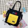 2024 Nova Bolsa Transversal de Lona Estilo Coreano Ins Simples Grande Capacidade Bolsa para Casal Campus Tutoria Bolsa de Mão Desenho Animado