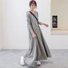Outono e Inverno Estilo Coreano Base Saia Tamanho Grande Longo Vestido Feminino Grávida Vestido Feminino Acima do Joelho Solto Saia Grande Vestido de Manga Comprida