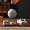 Bule de mão da cerâmica Ru, cultural e artístico, bule para infusão de chá, gaiwan, xícara de chá, conjunto de chá de viagem, bolsa portátil para exterior, presente, xícara de chá rápida, Festival do Meio Outono
