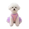 Roupas para cães e gatos suprimentos para animais de estimação atacado, vestido de renda elegante com coroa para cães pequenos, estilos de primavera e verão