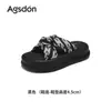 Pantuflas Augu Shiden Negras de Suela Gruesa para Mujer 2026 Nuevas de Verano Casuales que Aumentan la Altura Sandalias Cómodas de Suela Suave