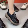 Mocasines para mujer, nueva colección primavera/otoño, piel suave, suela gruesa, zapatos planos de suela blanda, negros, transpirables, casuales y que aumentan la altura