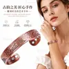 Pulsera Magnética de Aleación de Zinc con Apertura Transfronteriza, Diseño Tallado Bicolor Vintage Plata y Cobre, Joyería Versátil Unisex al por Mayor