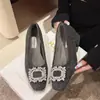 Chic sapatos Mary Jane de lã cinza com strass, salto médio, bico quadrado, sapatos femininos, outono/inverno 2025, sapatos de sola única forrados
