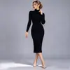 Vestido Largo de Punto de Cuello Alto para Mujer de Navidad y Año Nuevo amazon Vestido Elástico de Canalé Vestido para Fiesta Navideña