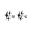 Selección de Arte Simple Elegante Moderno Cool Neutral Aretes Colgantes Estrella Cruz Esmalte Negro Estrella de Cuatro Puntas Aretes de Tuerca Giratoria