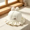 Hola, sombrero de pescador de encaje con lazo, sombrero tipo cubo de encaje patchwork para niñas, sombrero de sol de estilo suave