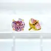 Pendientes de Aleación de Titanio Astmf-136 Fondo Redondo Garras Doradas Incrustaciones de Circonita Pendientes de Titanio G23 Rosca Interna Cabezal de Joyería