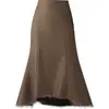 Elegante Falda de Cola de Pez Color Café para Mujer 2026 Primavera Nuevo Estilo Cintura Alta Ajustada Falda de Longitud Media con Adorno de Encaje
