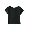 Camiseta Ajustada para Mujer con Elegante Cuello en V de Manga Corta, Top Corto de Verano 2026, que Muestra el Ombligo, Estilo Chica Caliente Deportivo, Venta al por Mayor Transfronteriza