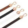Cinto feminino simples e versátil, couro genuíno fino, estilo moderno para o dia a dia com decoração de fivela de concha, adequado para combinar com saias e blusas, cinto afunilador de cintura