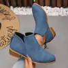 Europa y América comercio exterior punta fina cremallera trasera caña corta botas Martin mujer talla grande botas de cuero color liso adelgazantes tacón grueso botines