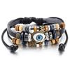 Pulseira de couro trançado à mão com contas multicamadas de estilo étnico popular transfronteiriço ajustável para casal