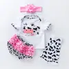 Atacado do Fabricante Roupas para Bonecas Reborn 18-23 polegadas Simulação de Bebê Camiseta de Manga Curta Cartoon Vaca Calça PP Conjunto de 4 Peças