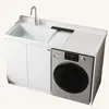 Balcón Panal Aluminio Gabinete para Lavadora Combinación Piedra de Cuarzo con Tabla de Lavar Tina de Lavado Ranura de Lavado Tina Integrada Gabinete Complementario